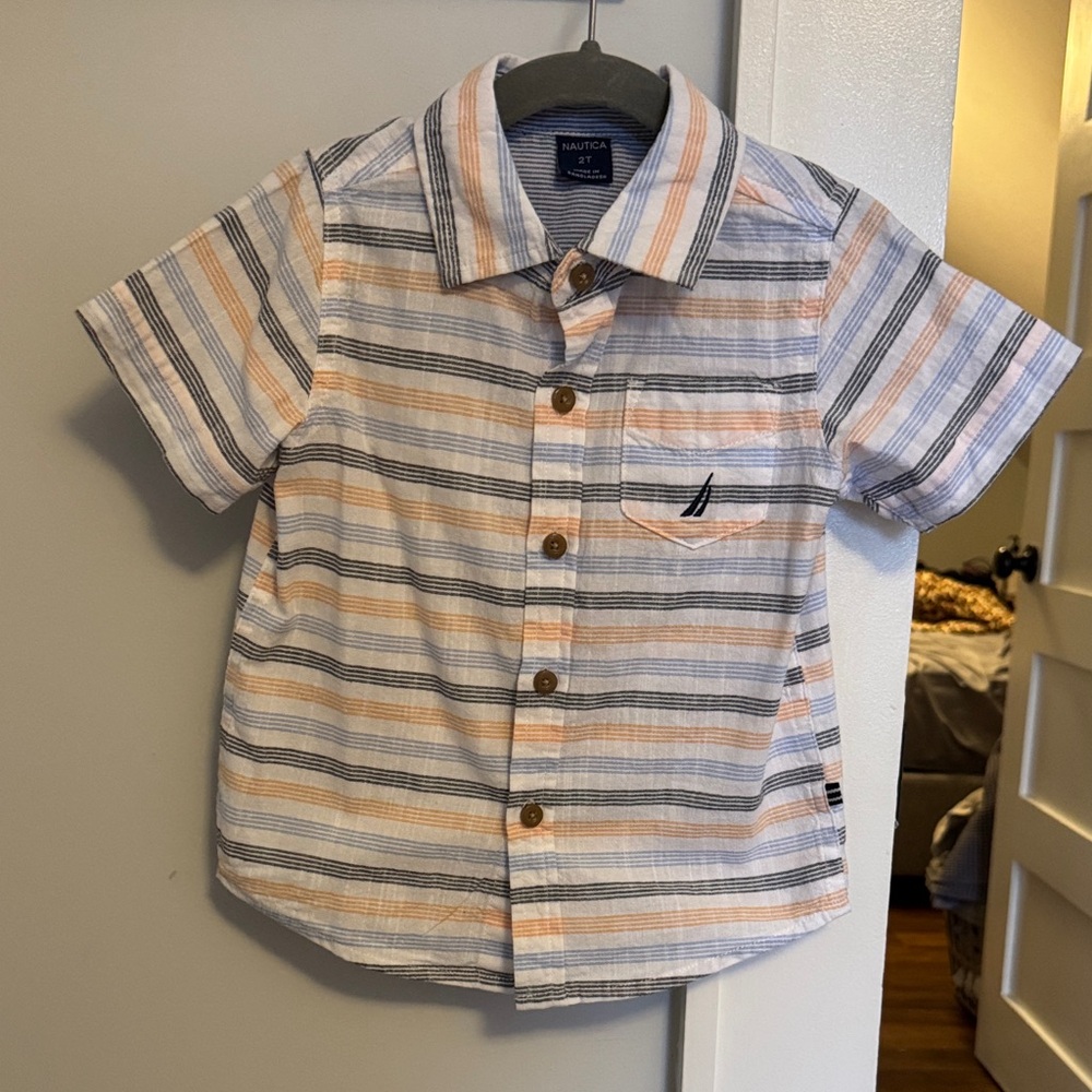 NWOT Nautica Striped Button Down Shirt - 2T
